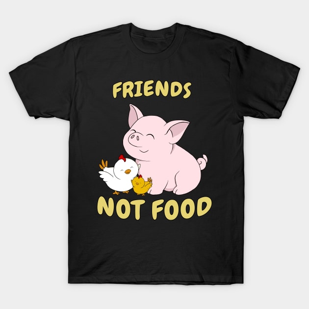 Go Vegan Cute Pig And Chicken 6 T-Shirt by valentinahramov